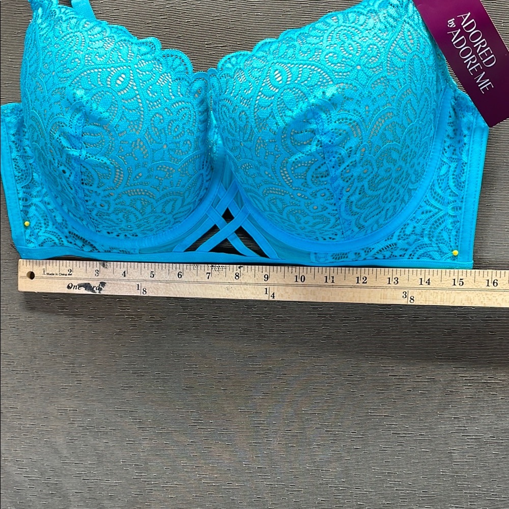 Adore Me Blue Lace Bra with Adjustable‎ Straps - Picture 3 of 7